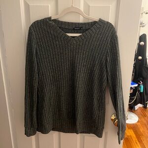 Charcoal Ribbed Knit Sweater